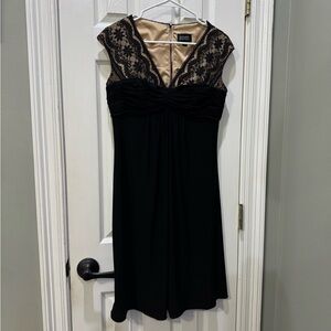 Adrianna Papell Black and Beige Lace Dress